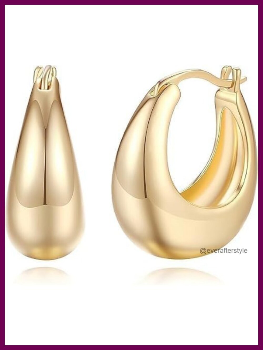 14K Gold Chunky Hoop Earrings for Women Vintage Latch Back